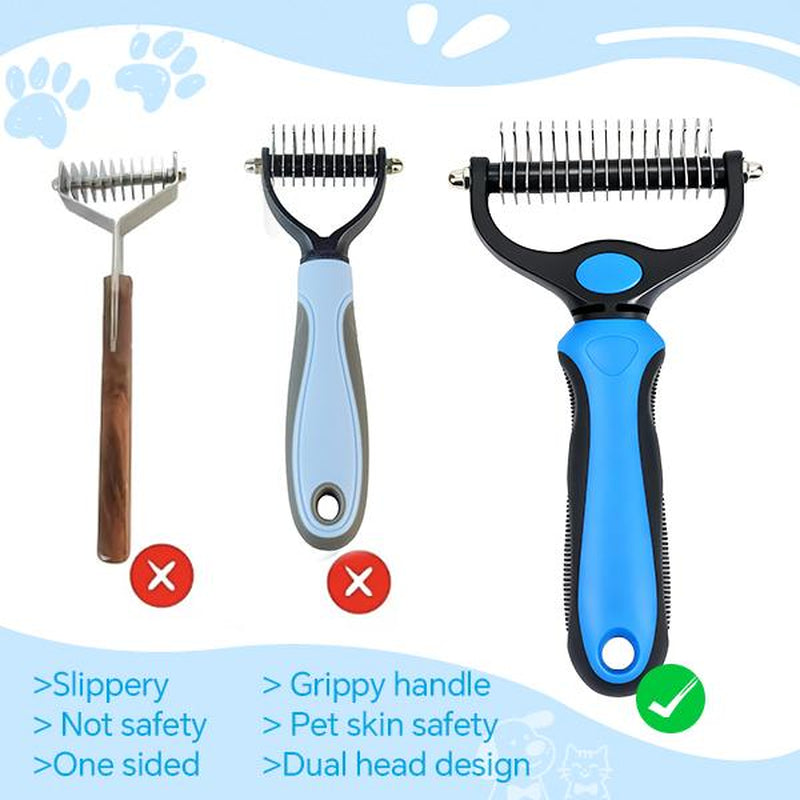 Pet Grooming Brush-Double Sided Shedding Dematting Undercoat Rake Comb for Dogs and Cats for Dematting and Tangle Removal Dog Grooming Brush,Pet Grooming Tool,Cat Dog Products Cat Dog Accessories,For Long-Haired Pets