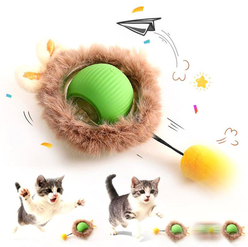 USB Rechargeable Interactive Pet Ball Toy Cat Yarn Ball Smart Interactive Pet Ball Auto Rolling Toy for Cats & Dogs Keeps Pets Active Happy & Energetic Anti-Depression Fun Gift for Cats & Dogs