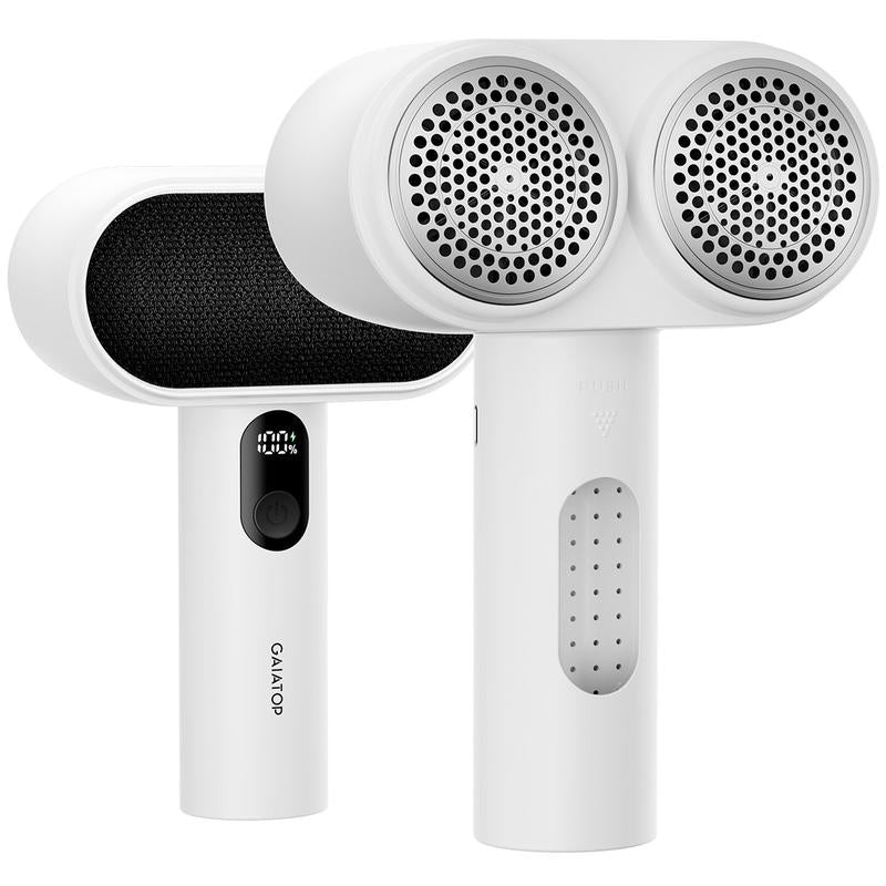 GAIATOP 2-In-1 Dual-Head Fabric Shaver & Pet Hair Remover, 11Cm Rechargeable Lint Remover with LED Display & Dual 6-Leaf Blades, Sweater Defuzzer + Pet Hair Brush for Clothes Sofa Couch
