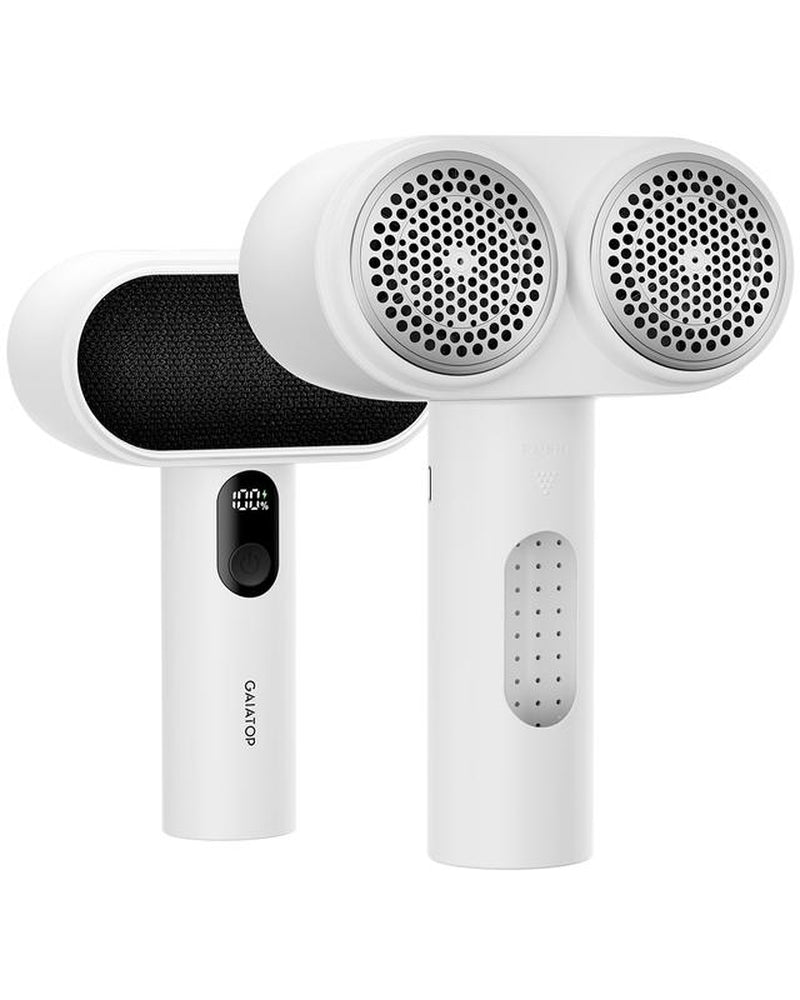 GAIATOP 2-In-1 Dual-Head Fabric Shaver & Pet Hair Remover, 11Cm Rechargeable Lint Remover with LED Display & Dual 6-Leaf Blades, Sweater Defuzzer + Pet Hair Brush for Clothes Sofa Couch