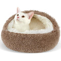 Pet Shell Nest Cat Bed Winter Warm Half-Enclosed Pet Nest Dog Bed Shaped Beds Long Plush Pet Bed, Cozy and Comfortable Pet Sleeping Mat