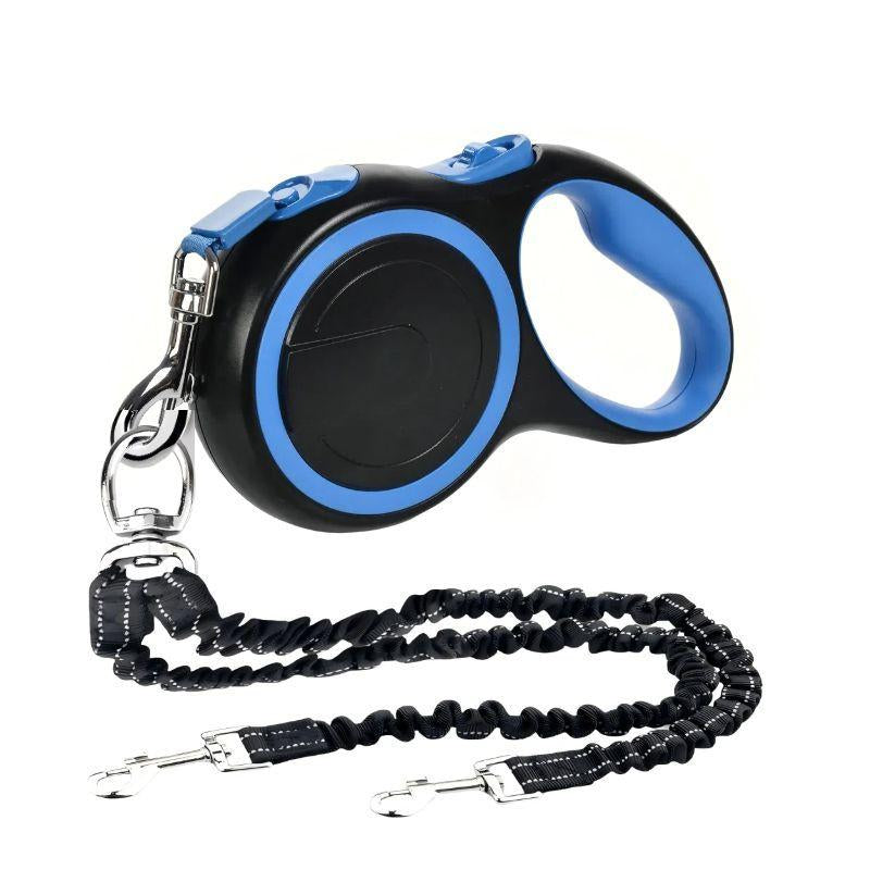 Dual Retractable Dog Leash — 3M, No-Tangle 360° Swivel, Flashlight & Poop Bag Holder
