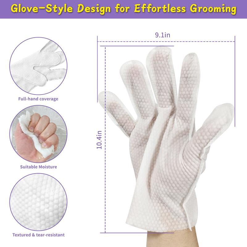 Pawbubble Pet Cleaning Glove Wipes for Dogs & Cats, Hypoallergenic Deodorizing Disposable Bathing Wipes,No-Rinse Grooming Wipes, Extra Thick,Perfect for Pet Dry Cleaning,Daily Care and Travel,6 Pcs