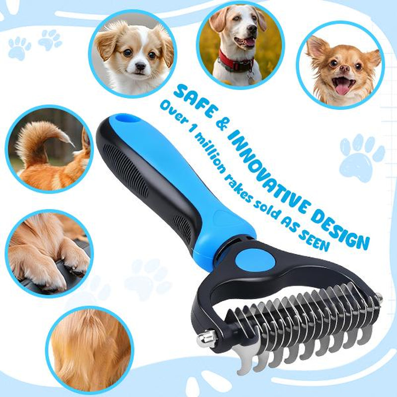 Pet Grooming Brush-Double Sided Shedding Dematting Undercoat Rake Comb for Dogs and Cats for Dematting and Tangle Removal Dog Grooming Brush,Pet Grooming Tool,Cat Dog Products Cat Dog Accessories,For Long-Haired Pets