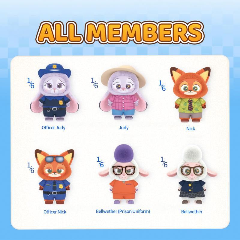 Disney Zootopia Series Vinyl Plush Toy Blind Box - Judy Nick Plush Doll, Christmas Gifts for Boys or Girls, Couple Accessories, Cute Bag Charms Keychien