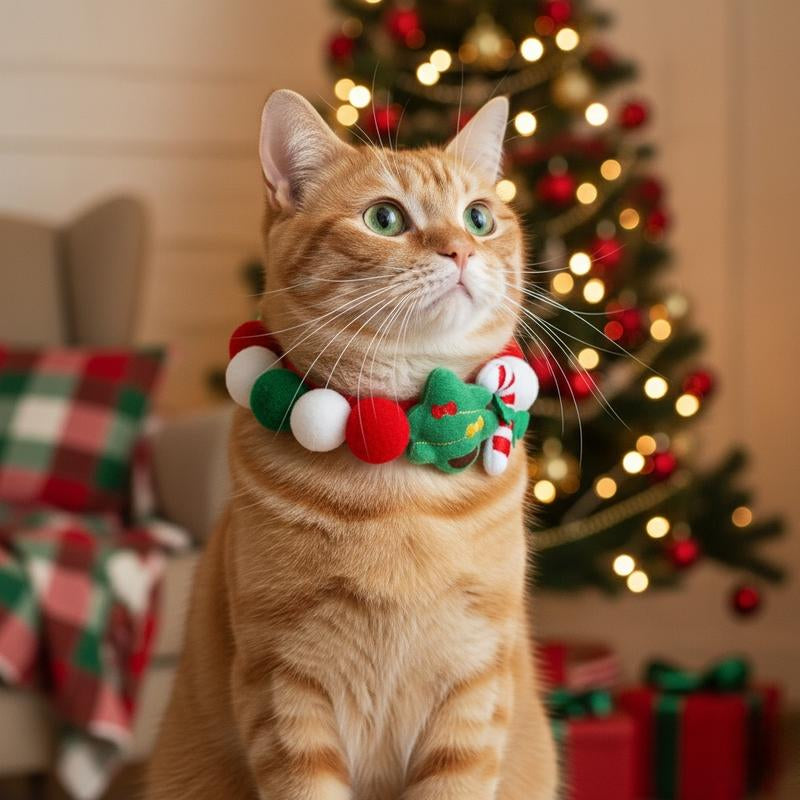 Christmas Pet Collar Set 3PCS – Soft Plush Adjustable Elastic Collars with Santa Hat, Reindeer & Jingle Bell Designs, Cute Holiday Accessories, Perfect Christmas Gift for Cats, Dogs & Pet Lovers