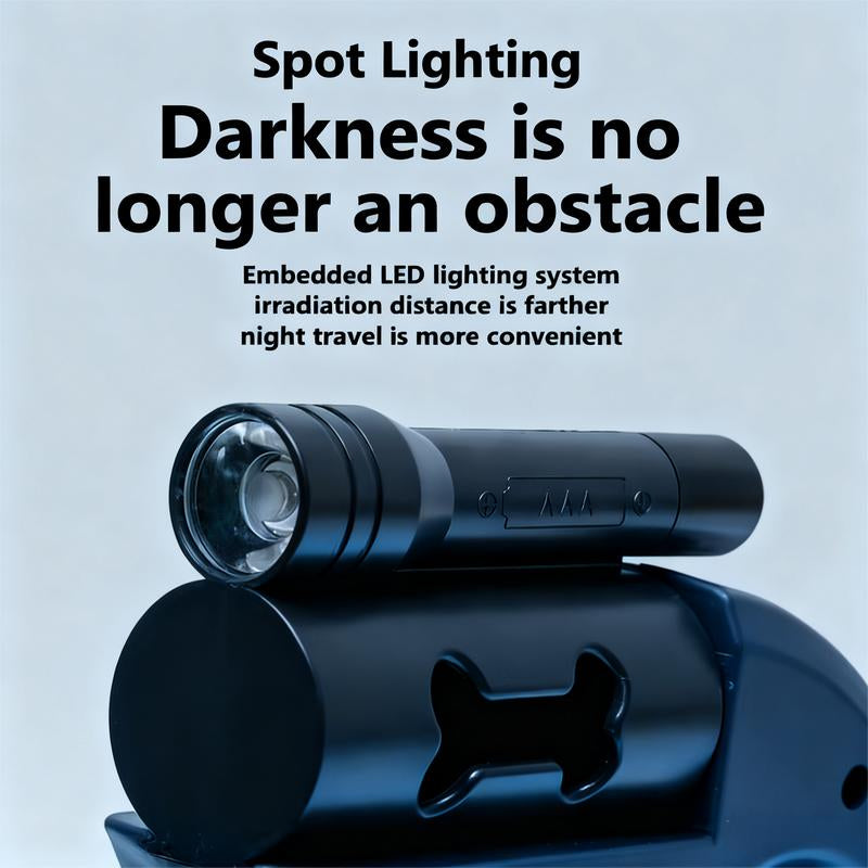 Dual Retractable Dog Leash — 3M, No-Tangle 360° Swivel, Flashlight & Poop Bag Holder