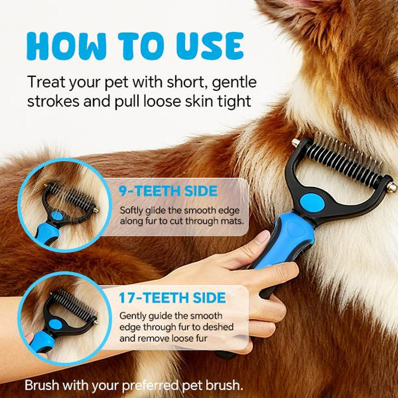 Pet Grooming Brush-Double Sided Shedding Dematting Undercoat Rake Comb for Dogs and Cats for Dematting and Tangle Removal Dog Grooming Brush,Pet Grooming Tool,Cat Dog Products Cat Dog Accessories,For Long-Haired Pets