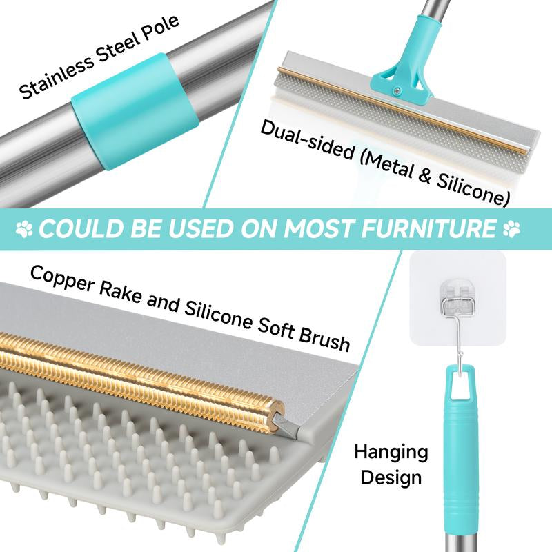 Carpet Rake for Pet Hair Removal (3 Pack), Dog Cat Fur Remover Rubber Broom, Adjustable Cat Dog Carpet Rake, Scraper Brush for Carpet, Rug, Car Mat, Couch, Pet Bed, Furniture