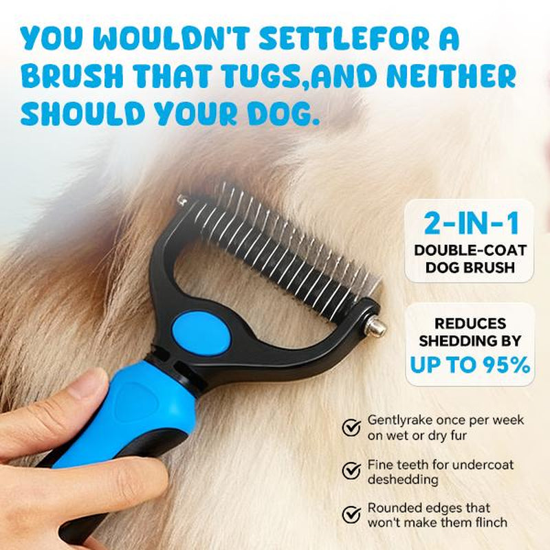 Pet Grooming Brush-Double Sided Shedding Dematting Undercoat Rake Comb for Dogs and Cats for Dematting and Tangle Removal Dog Grooming Brush,Pet Grooming Tool,Cat Dog Products Cat Dog Accessories,For Long-Haired Pets