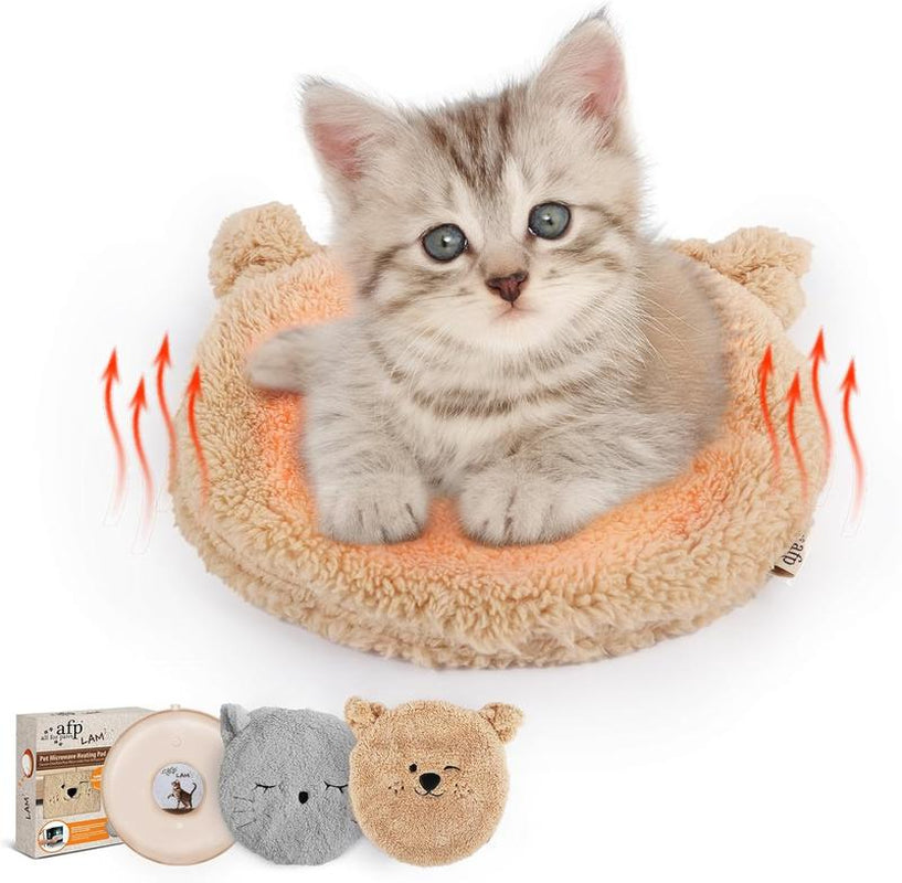 ALL for PAWS Heated Cat Bed Indoor, Microwavable Heating Pads for Cats, Puppies & Small Pets, Non-Electric Heating Dog Bed with 2 Cozy Covers, Safe & Long-Lasting Warmth