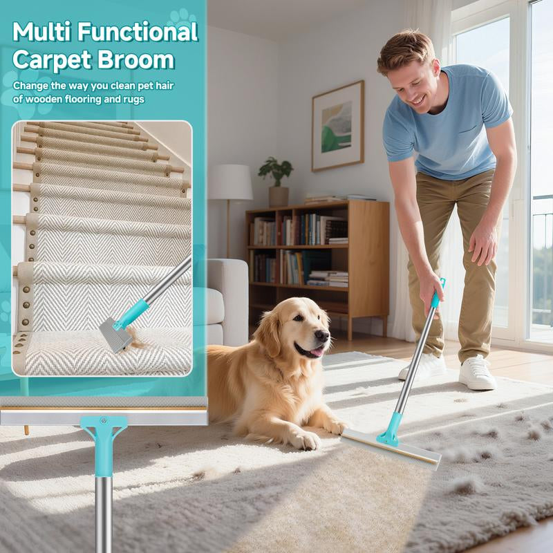 Carpet Rake for Pet Hair Removal (3 Pack), Dog Cat Fur Remover Rubber Broom, Adjustable Cat Dog Carpet Rake, Scraper Brush for Carpet, Rug, Car Mat, Couch, Pet Bed, Furniture