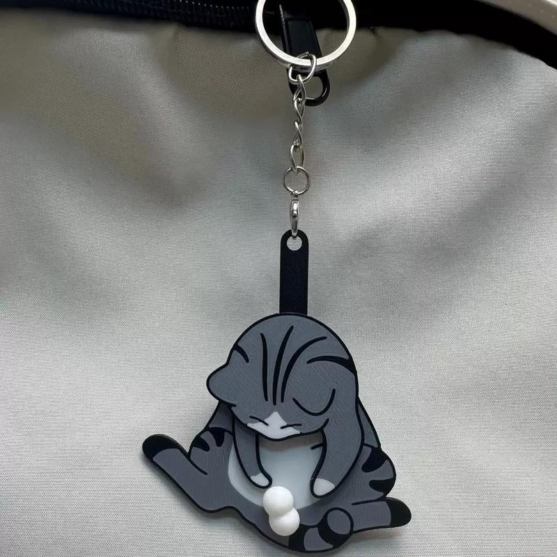 3D Printed Funny Cat Fidget Toy Keychain - Auto-Popping Stress Relief Sensory Toy for ADHD, Autism & Anxiety| Gift for Cat Lovers (Upgraded Bounce-Back Design)