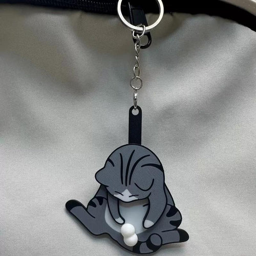 3D Printed Funny Cat Fidget Toy Keychain - Auto-Popping Stress Relief Sensory Toy for ADHD, Autism & Anxiety| Gift for Cat Lovers (Upgraded Bounce-Back Design)