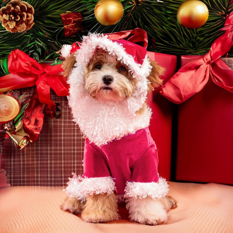 Christmas Dog Costume Santa Claus Dress up Fun Puppy Clothes Pet Party Dress Up
