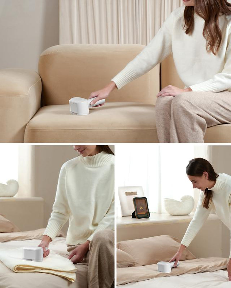 GAIATOP 2-In-1 Dual-Head Fabric Shaver & Pet Hair Remover, 11Cm Rechargeable Lint Remover with LED Display & Dual 6-Leaf Blades, Sweater Defuzzer + Pet Hair Brush for Clothes Sofa Couch