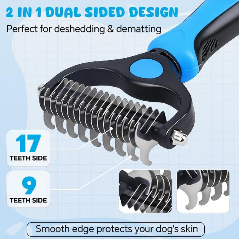 Pet Grooming Brush-Double Sided Shedding Dematting Undercoat Rake Comb for Dogs and Cats for Dematting and Tangle Removal Dog Grooming Brush,Pet Grooming Tool,Cat Dog Products Cat Dog Accessories,For Long-Haired Pets
