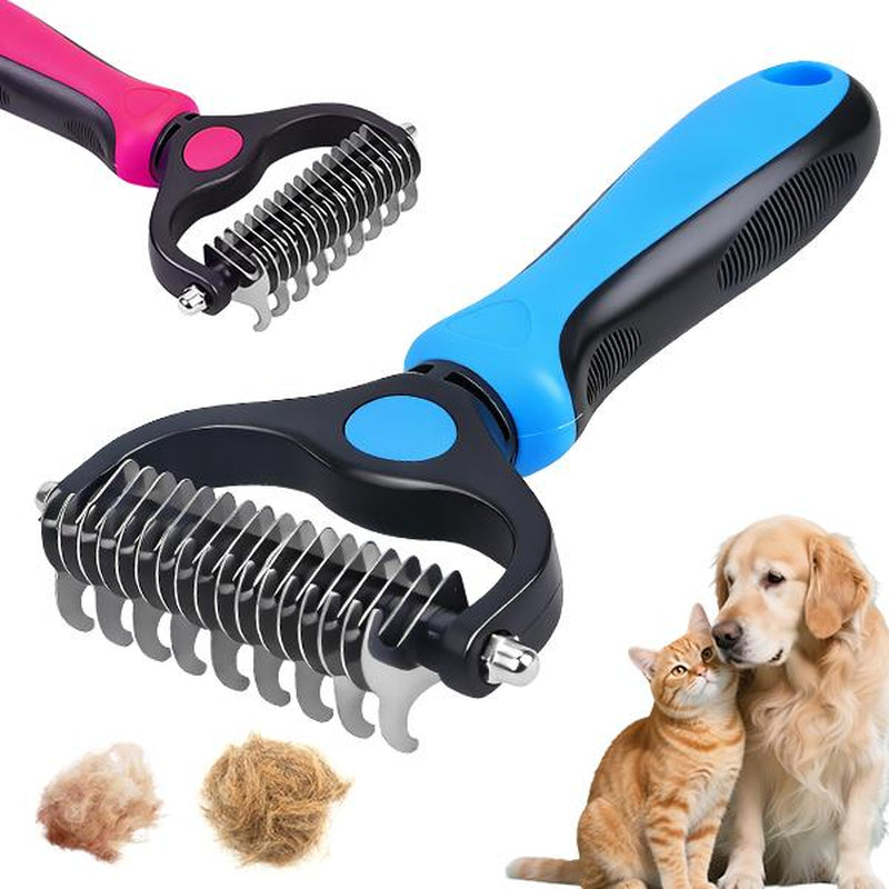 Pet Grooming Brush-Double Sided Shedding Dematting Undercoat Rake Comb for Dogs and Cats for Dematting and Tangle Removal Dog Grooming Brush,Pet Grooming Tool,Cat Dog Products Cat Dog Accessories,For Long-Haired Pets