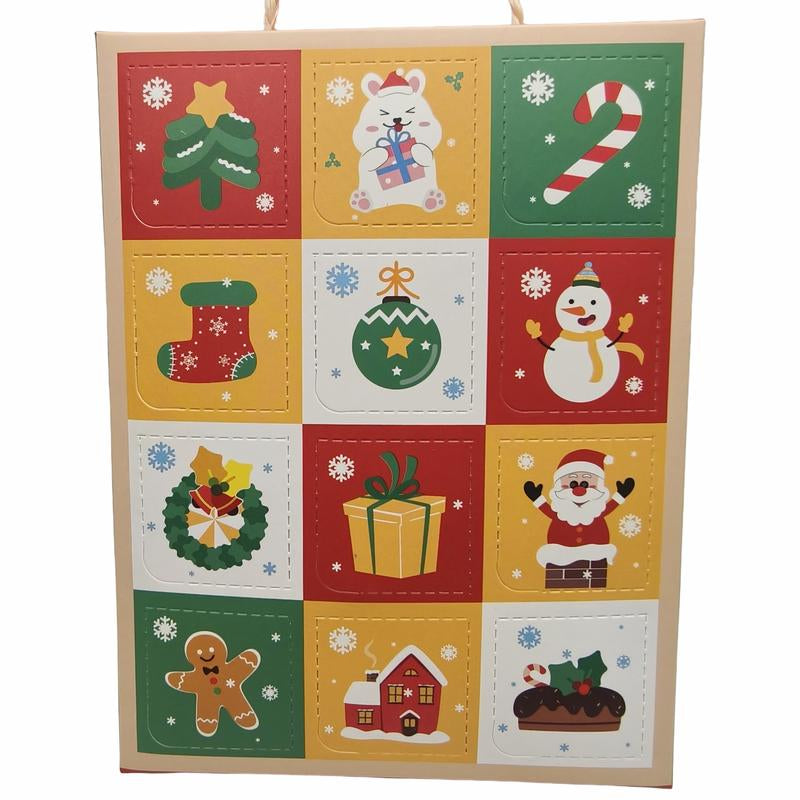 Christmas Foraging Box - 12-Grid 3-In-1 Natural Chew Toy for Birds & Small Pets with Sola Flowers, Wood Blocks & Holiday Treats, Interactive Surprise Box with Hanging Hook (5.1”X6.7”)