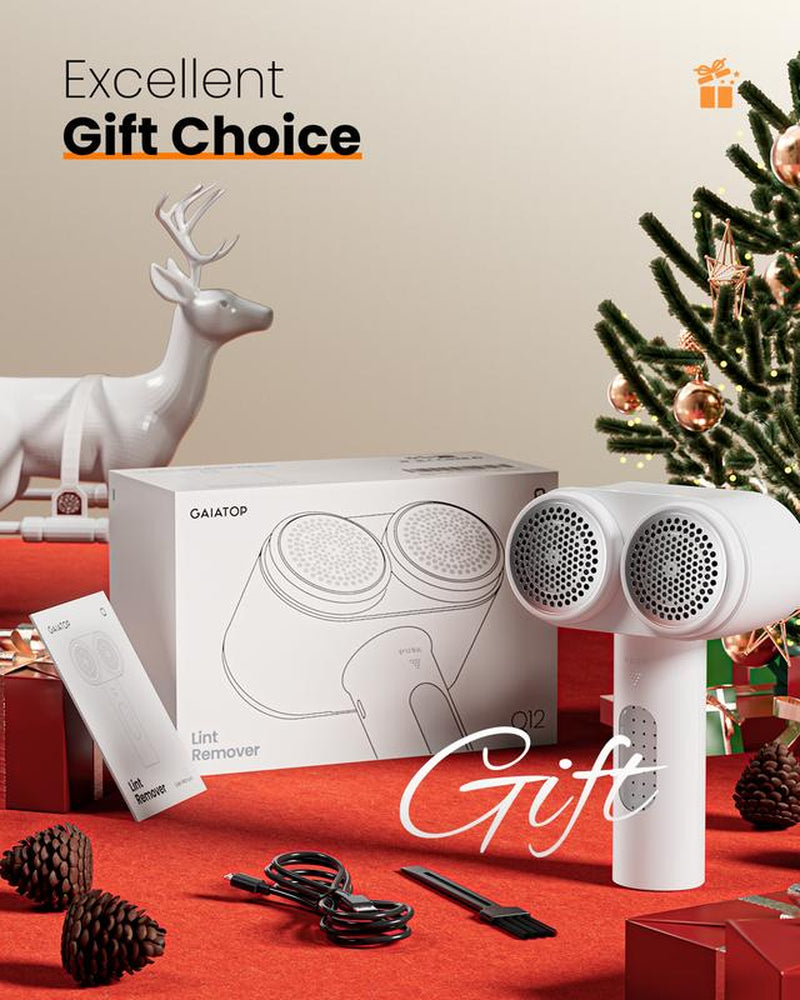 GAIATOP 2-In-1 Dual-Head Fabric Shaver & Pet Hair Remover, 11Cm Rechargeable Lint Remover with LED Display & Dual 6-Leaf Blades, Sweater Defuzzer + Pet Hair Brush for Clothes Sofa Couch