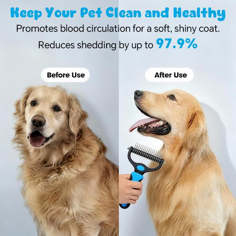 Pet Grooming Brush-Double Sided Shedding Dematting Undercoat Rake Comb for Dogs and Cats for Dematting and Tangle Removal Dog Grooming Brush,Pet Grooming Tool,Cat Dog Products Cat Dog Accessories,For Long-Haired Pets