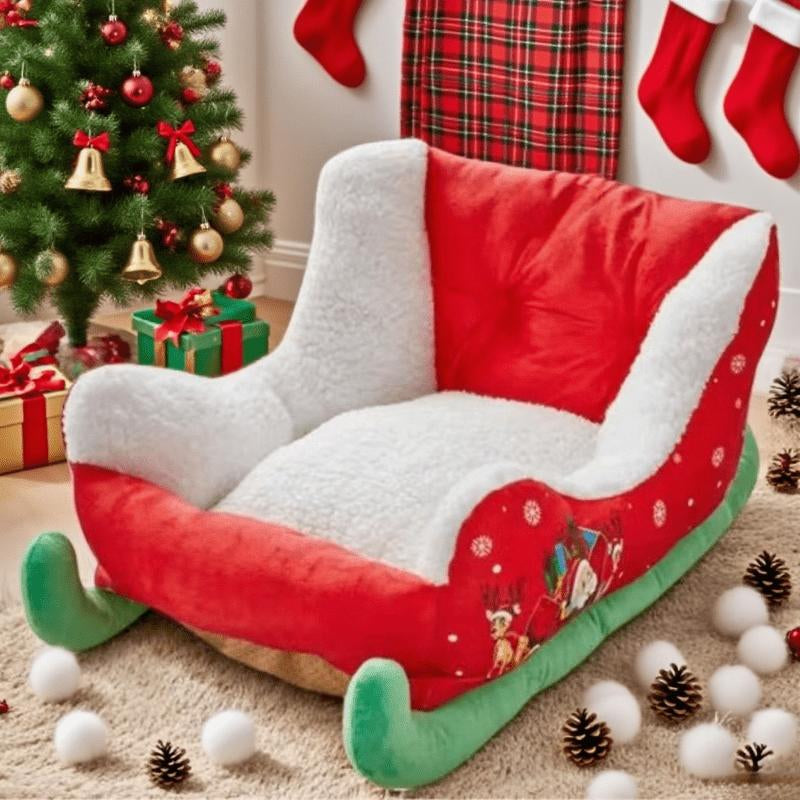Winter Warm Christmas Style Sled Dog Mat, Dog Bed, Cat Bed, Soft and Safe Winter Pet Sleeping Bed, Removable and Washable