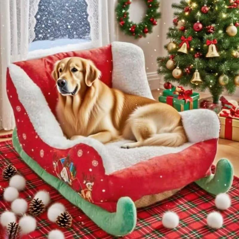 Winter Warm Christmas Style Sled Dog Mat, Dog Bed, Cat Bed, Soft and Safe Winter Pet Sleeping Bed, Removable and Washable