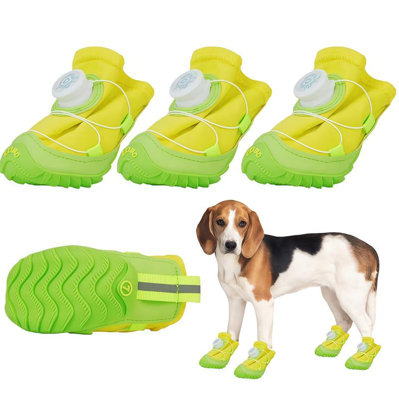 KIADOG Dog Shoes for Small Medium Dogs Winter Warmth Breathable Mesh Boots & Paw Protectors for Summer Hot Pavement Winter Snow Secure-Fitting Waterproof Anti-Slip Booties Anti-Loosening Knob Design for Hiking Hardwood Floors