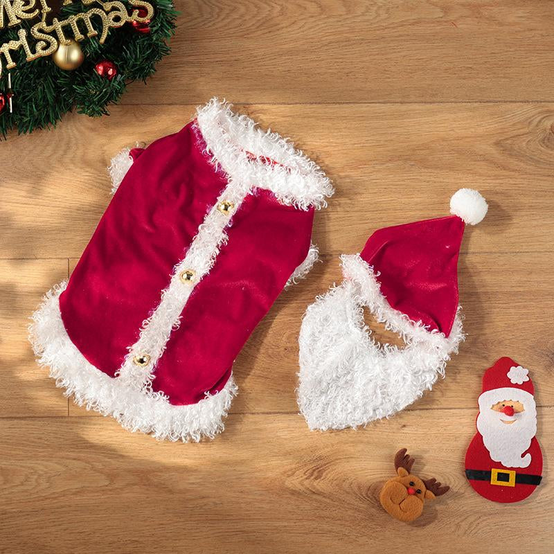 Christmas Dog Costume Santa Claus Dress up Fun Puppy Clothes Pet Party Dress Up