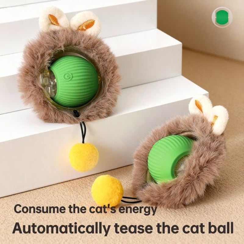 USB Rechargeable Interactive Pet Ball Toy Cat Yarn Ball Smart Interactive Pet Ball Auto Rolling Toy for Cats & Dogs Keeps Pets Active Happy & Energetic Anti-Depression Fun Gift for Cats & Dogs