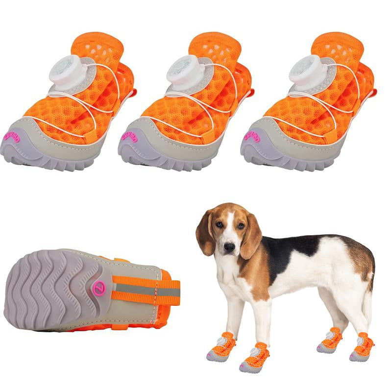 KIADOG Dog Shoes for Small Medium Dogs Winter Warmth Breathable Mesh Boots & Paw Protectors for Summer Hot Pavement Winter Snow Secure-Fitting Waterproof Anti-Slip Booties Anti-Loosening Knob Design for Hiking Hardwood Floors