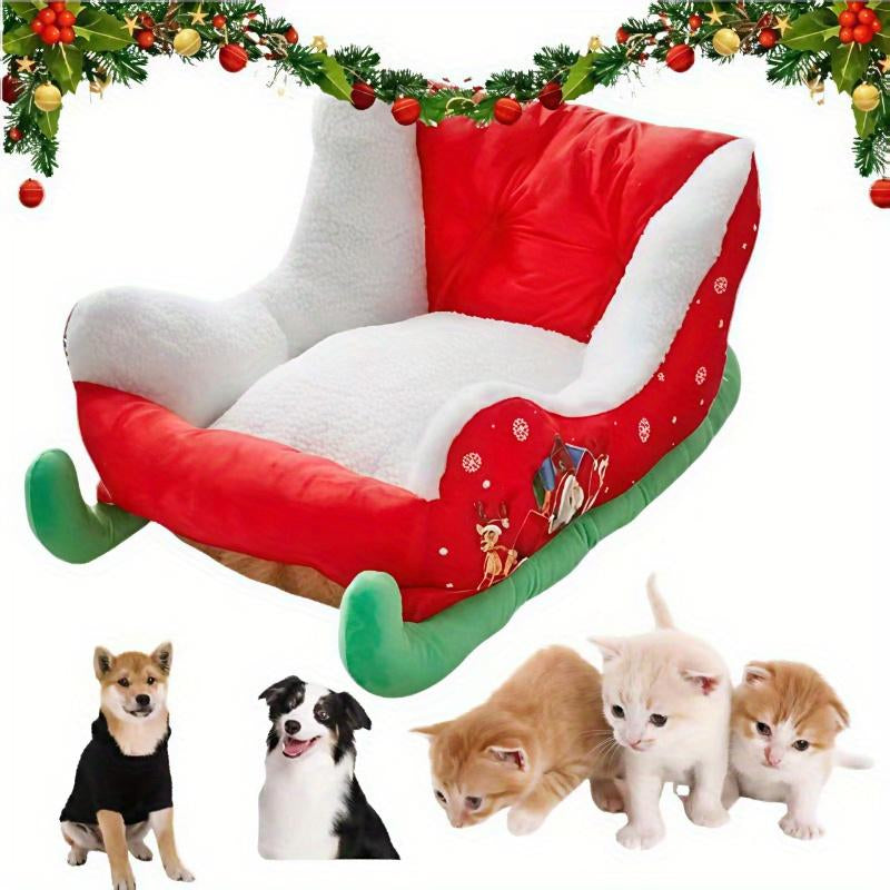 Winter Warm Christmas Style Sled Dog Mat, Dog Bed, Cat Bed, Soft and Safe Winter Pet Sleeping Bed, Removable and Washable