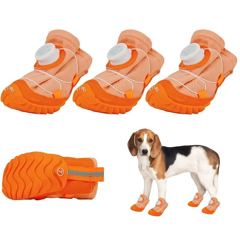 KIADOG Dog Shoes for Small Medium Dogs Winter Warmth Breathable Mesh Boots & Paw Protectors for Summer Hot Pavement Winter Snow Secure-Fitting Waterproof Anti-Slip Booties Anti-Loosening Knob Design for Hiking Hardwood Floors