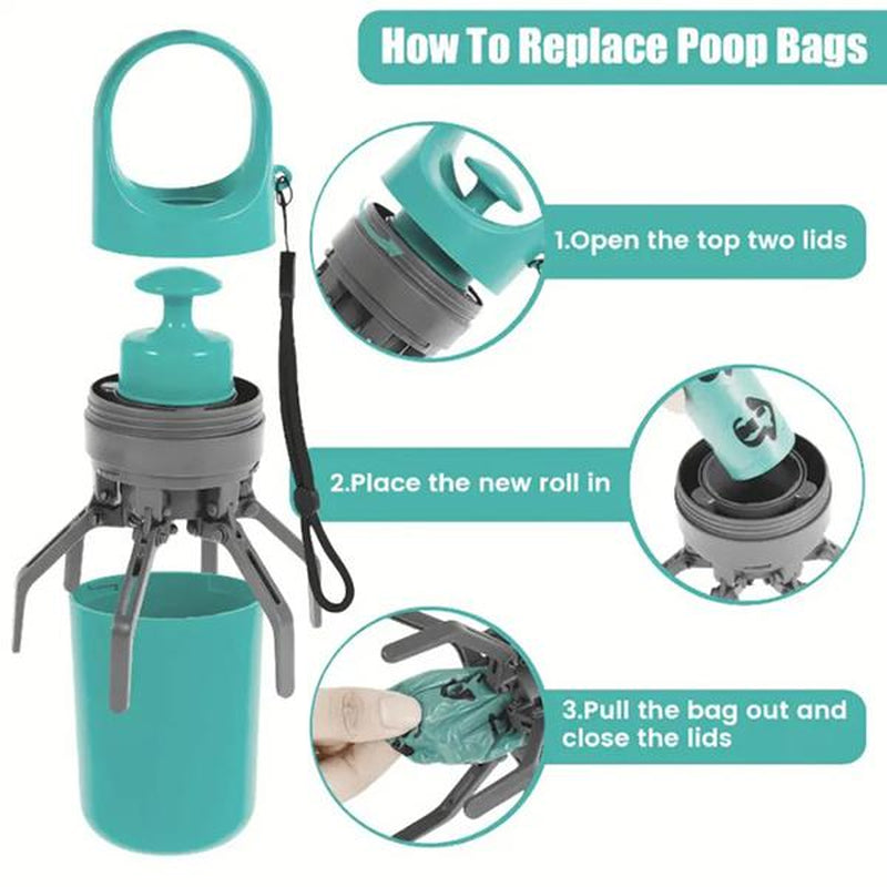 Portable Pet Poop Picker Includes Leak-Proof Bags - Easy to Carry, Lightweight, and Sanitary Outdoor Poop Removal Solution Ideal for Outdoor Use