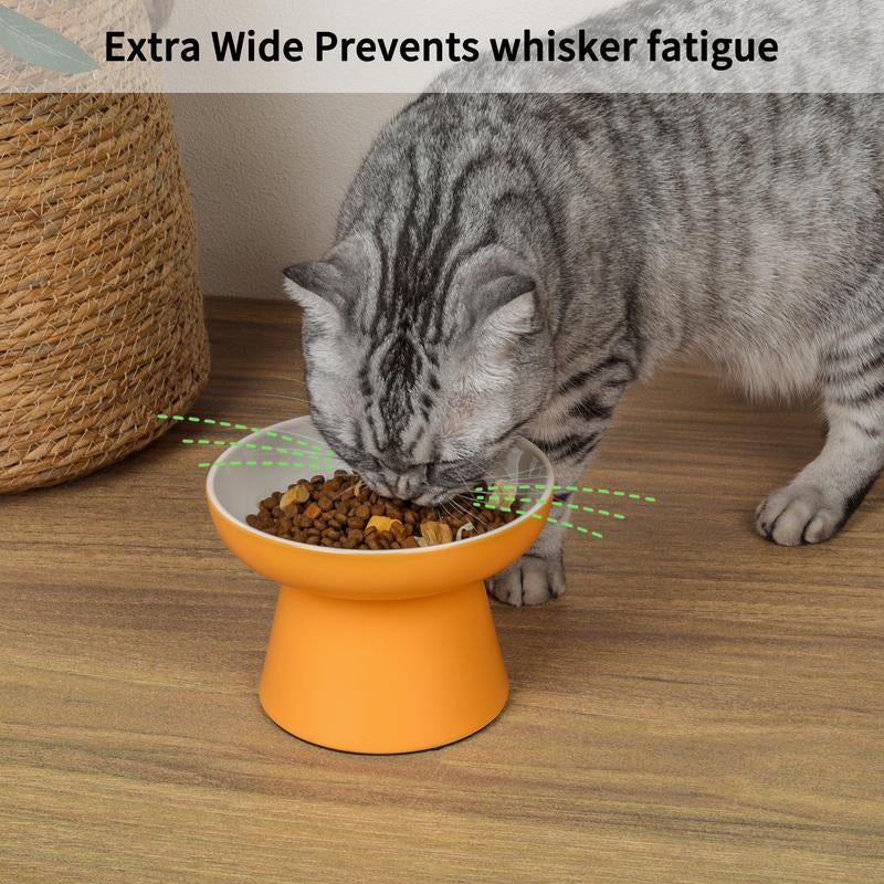 2 Pcs Ceramic Cat Bowls for Small Pets – Ergonomic Design to Improve Posture & Reduce Vomiting, Non-Slip Base, Whisker-Friendly, Prevents Tipping, Microwave & Dishwasher Safe, Easy to Clean