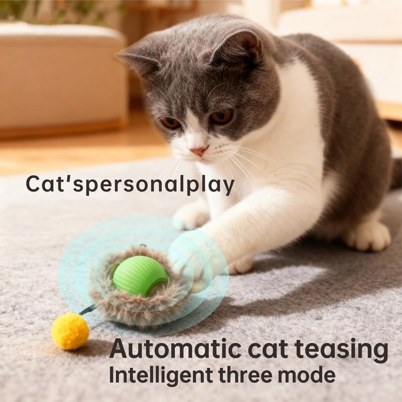 USB Rechargeable Interactive Pet Ball Toy Cat Yarn Ball Smart Interactive Pet Ball Auto Rolling Toy for Cats & Dogs Keeps Pets Active Happy & Energetic Anti-Depression Fun Gift for Cats & Dogs