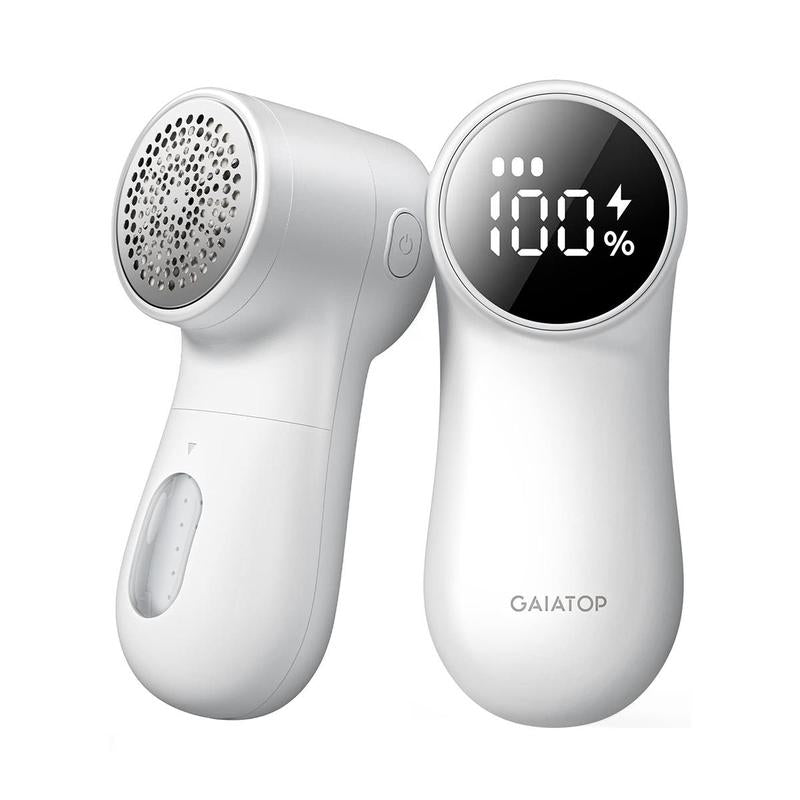 GAIATOP 2-In-1 Dual-Head Fabric Shaver & Pet Hair Remover, 11Cm Rechargeable Lint Remover with LED Display & Dual 6-Leaf Blades, Sweater Defuzzer + Pet Hair Brush for Clothes Sofa Couch