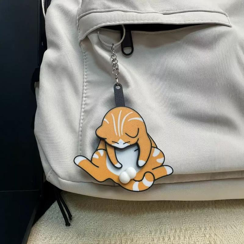 3D Printed Funny Cat Fidget Toy Keychain - Auto-Popping Stress Relief Sensory Toy for ADHD, Autism & Anxiety| Gift for Cat Lovers (Upgraded Bounce-Back Design)