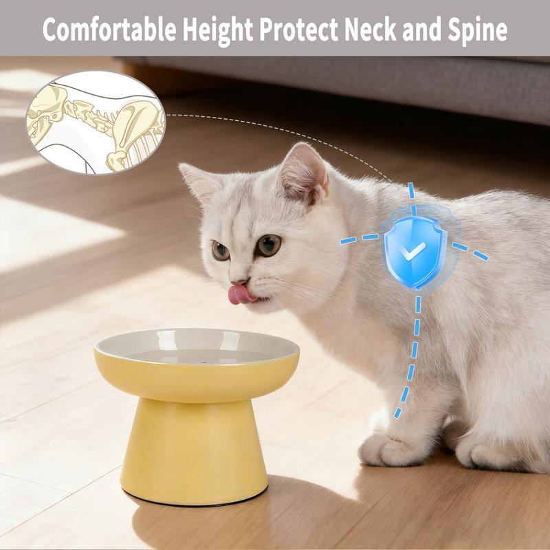 2 Pcs Ceramic Cat Bowls for Small Pets – Ergonomic Design to Improve Posture & Reduce Vomiting, Non-Slip Base, Whisker-Friendly, Prevents Tipping, Microwave & Dishwasher Safe, Easy to Clean