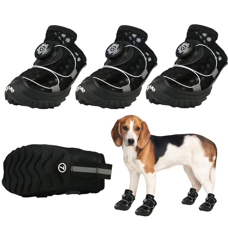 KIADOG Dog Shoes for Small Medium Dogs Winter Warmth Breathable Mesh Boots & Paw Protectors for Summer Hot Pavement Winter Snow Secure-Fitting Waterproof Anti-Slip Booties Anti-Loosening Knob Design for Hiking Hardwood Floors
