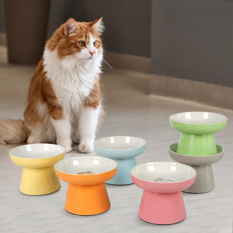 2 Pcs Ceramic Cat Bowls for Small Pets – Ergonomic Design to Improve Posture & Reduce Vomiting, Non-Slip Base, Whisker-Friendly, Prevents Tipping, Microwave & Dishwasher Safe, Easy to Clean